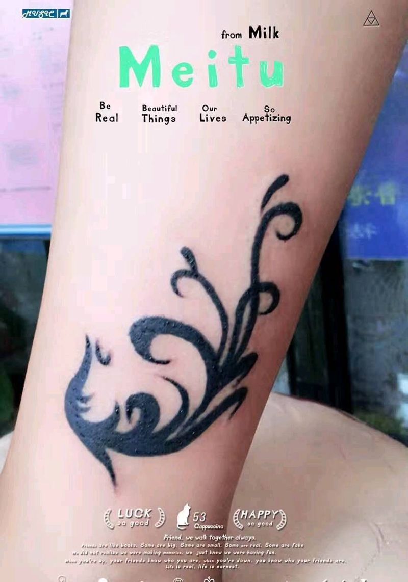 凤凰图腾纹身图片_腿部传统习俗图腾成品纹身图案