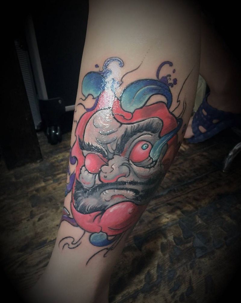 达摩蛋纹身图片_腿部纹身图案