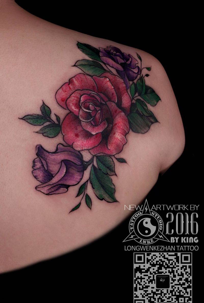 龙纹刻战刺青出品纹身图片_成品背部清新原创纹身图案