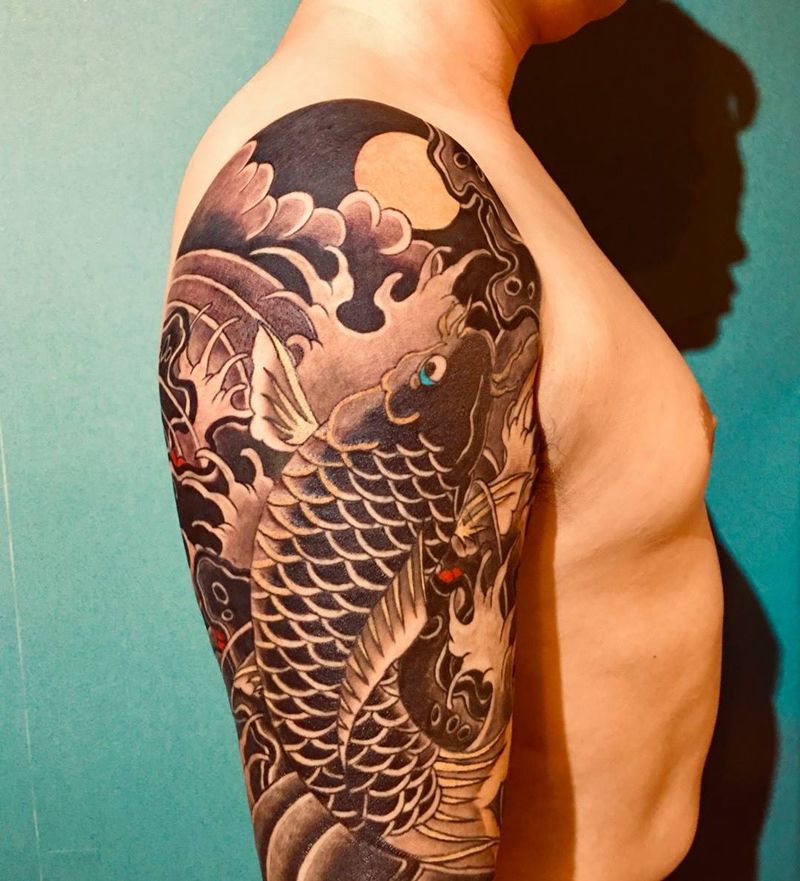 日式传统鱼纹身图片