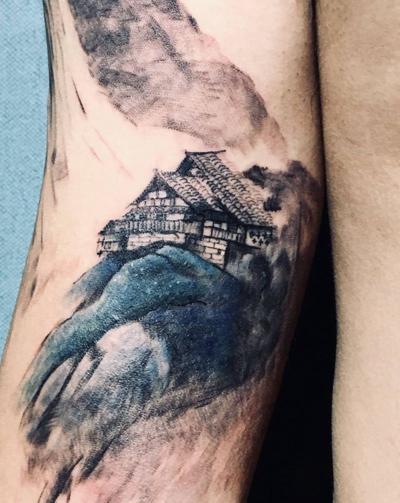 写意风格-山水画纹身图片