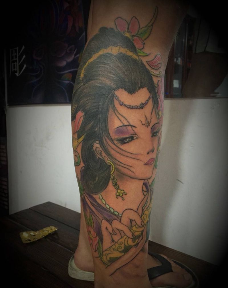 艺伎纹身图片