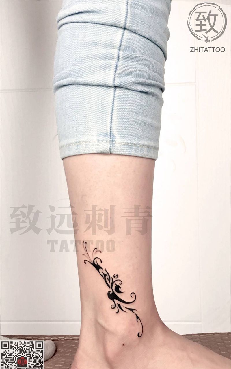 图腾纹身图片_成品腿部原创图腾纹身图案