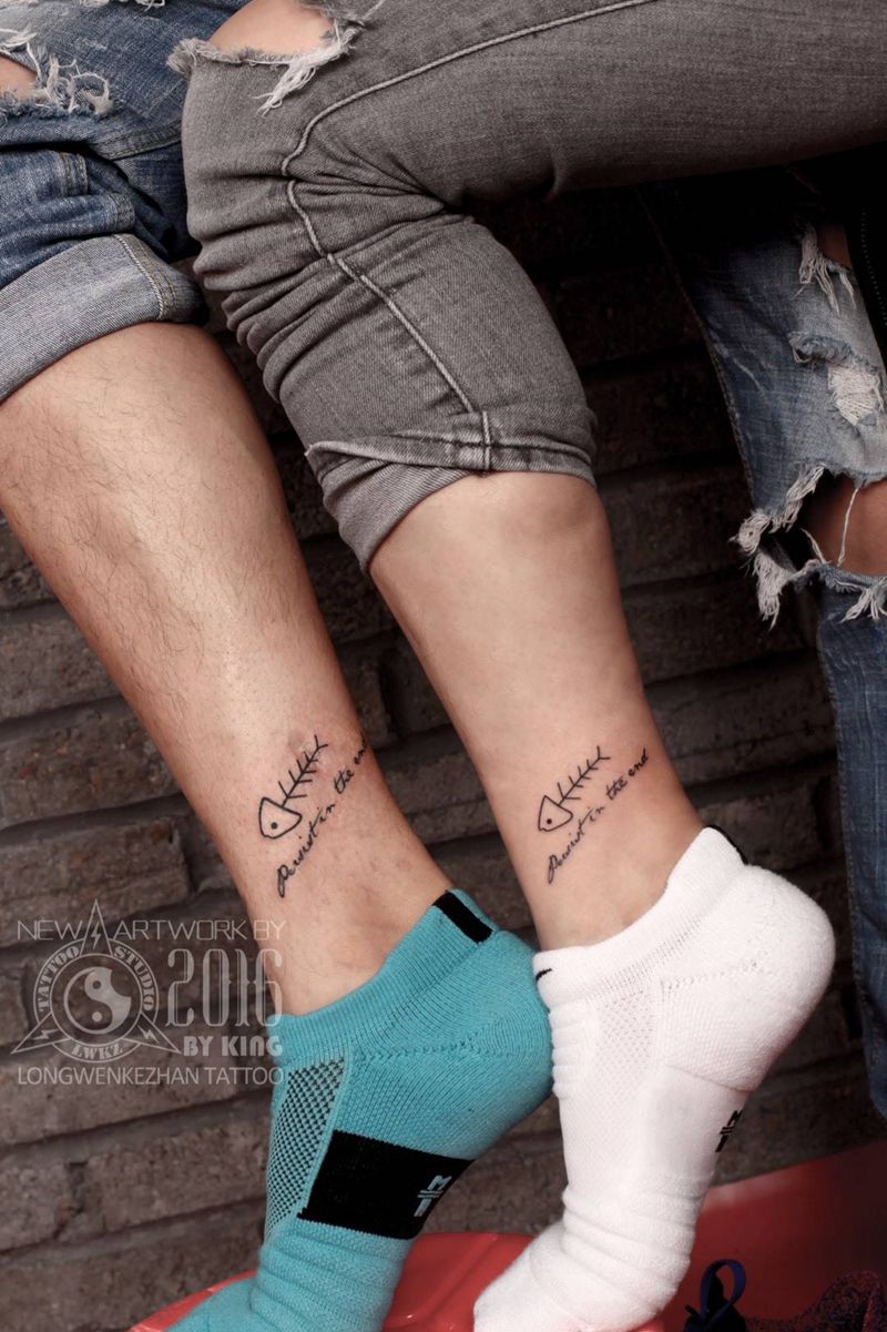 龙纹刻战刺青工作室出品纹身图片_成品腿部清新字符原创纹身图案