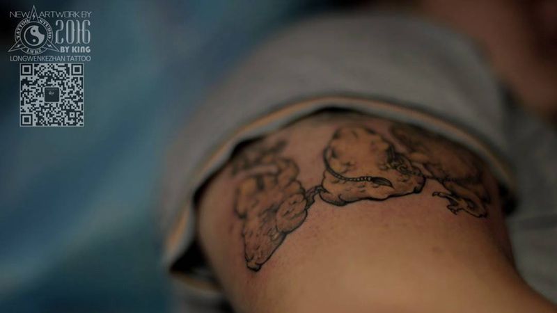 龙纹刻战刺青出品纹身图片_成品手臂传统纹身图案