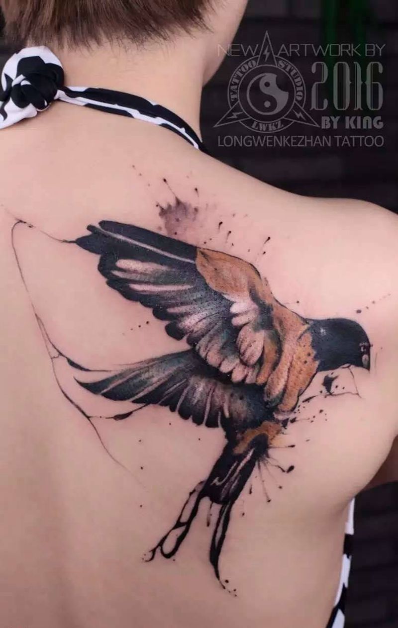 龙纹刻战刺青纹身图片_肩部欧美动物纹身图案