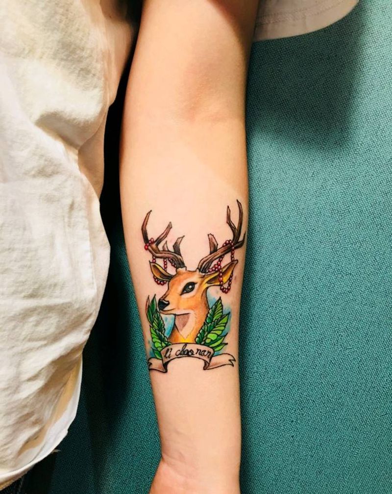 遇见小鹿纹身图片