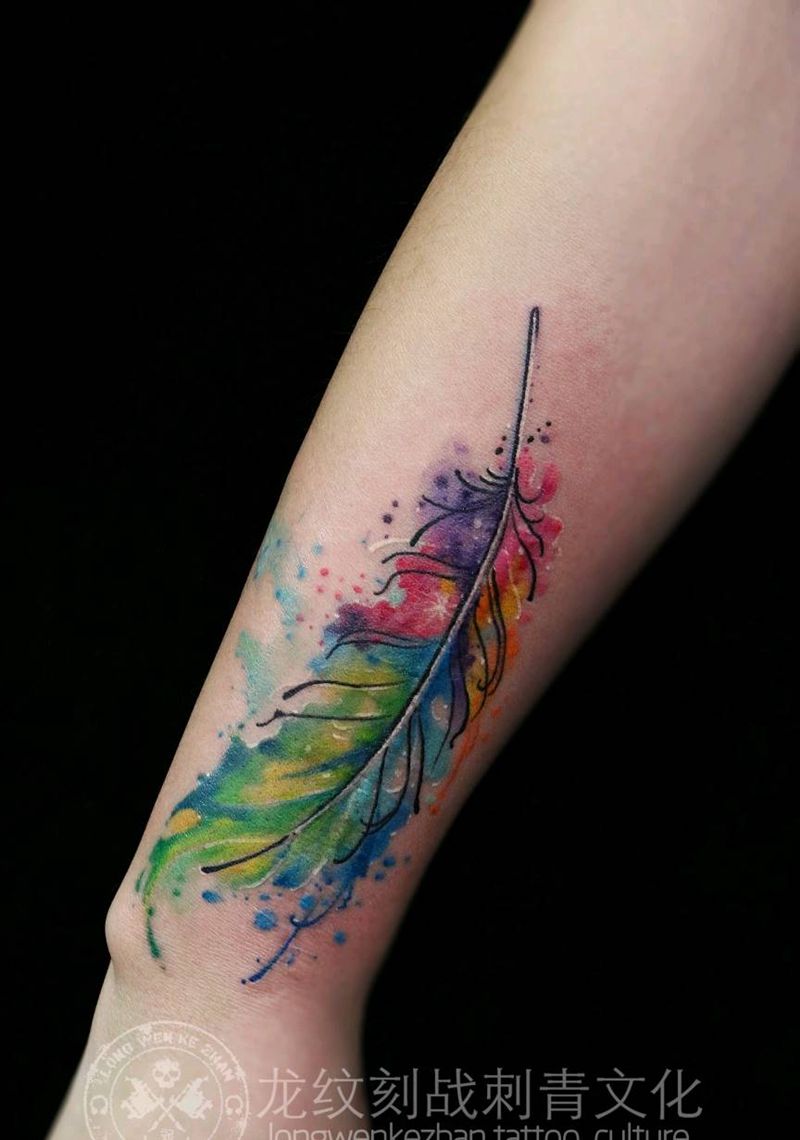 彩色水墨纹身图片