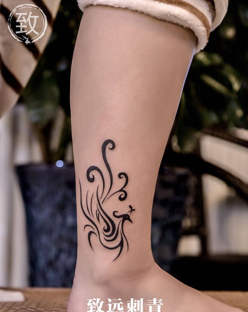 图腾纹身图片_成品原创清新腿部纹身图案
