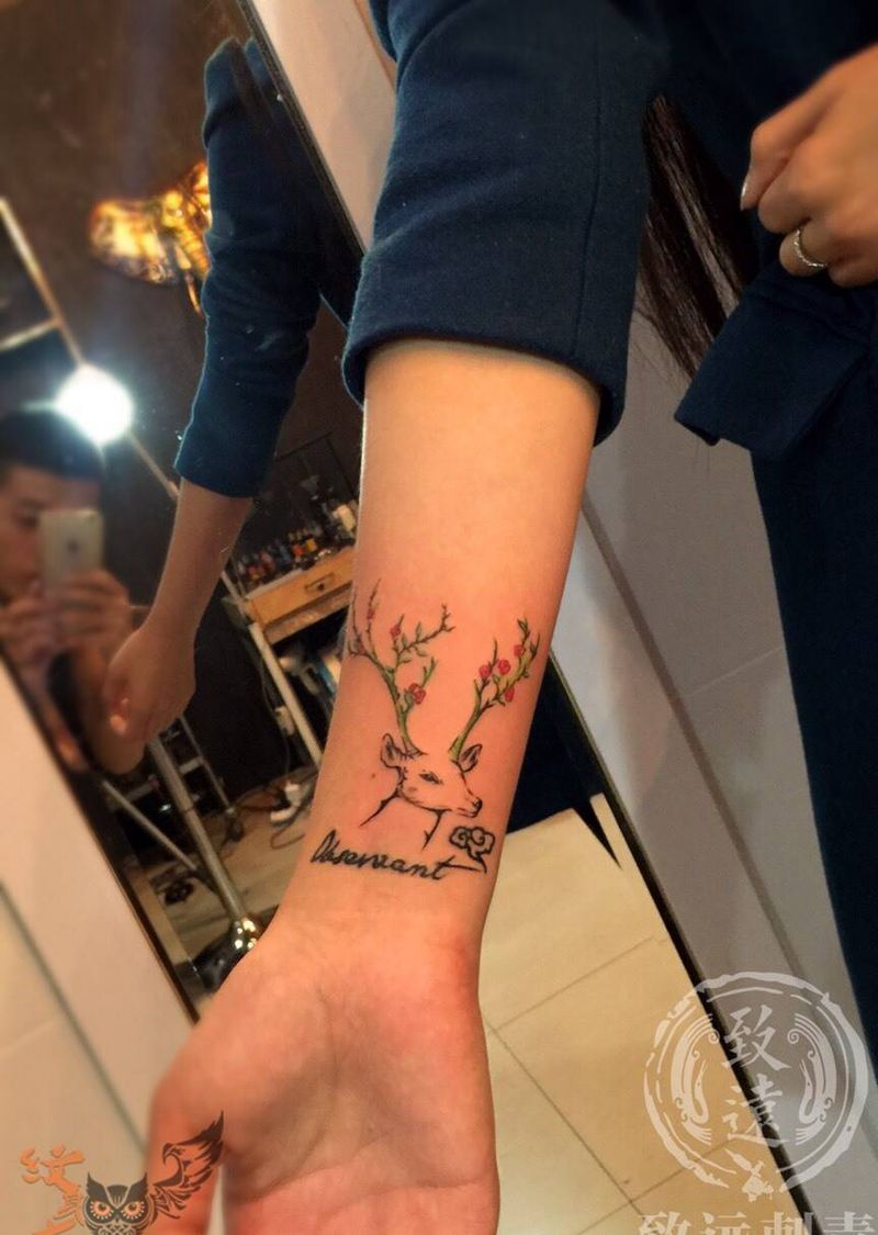 致远刺青原创小清新“禄”纹身图片