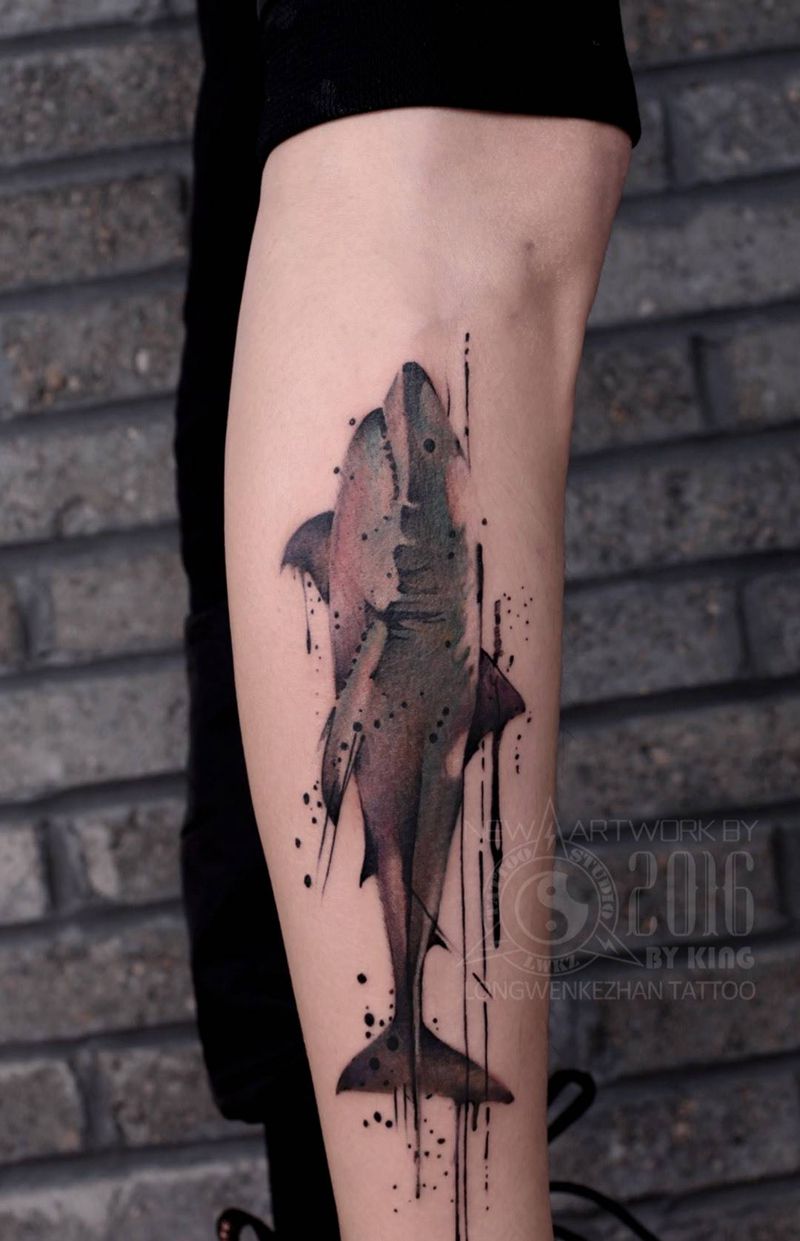 龙纹刻战刺青工作室出品纹身图片_成品腿部欧美动物纹身图案