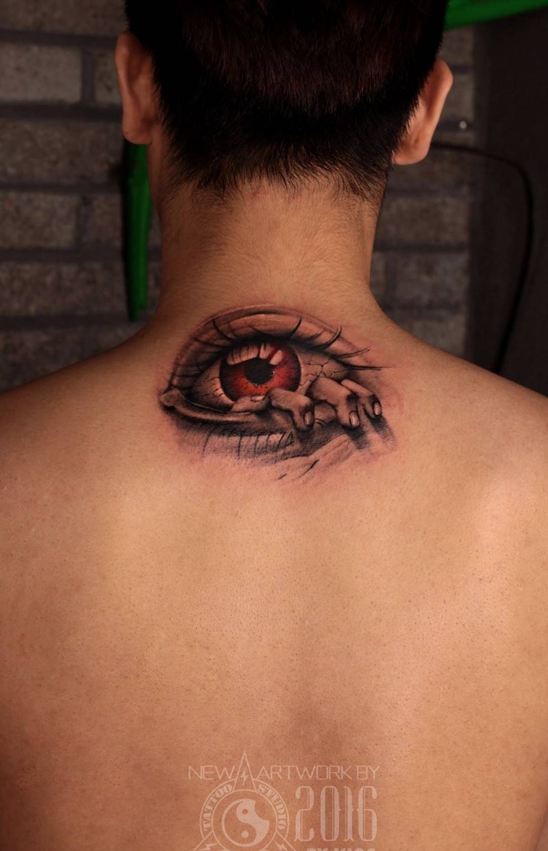 龙纹刻战刺青工作室出品纹身图片_成品背部欧美纹身图案