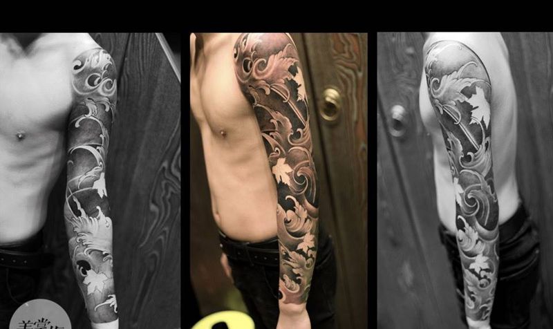 浪花一朵朵纹身图片_传统原创手臂纹身图案