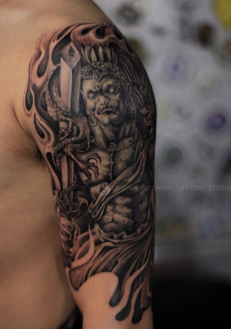 不动明王纹身图片_成品纹身图案