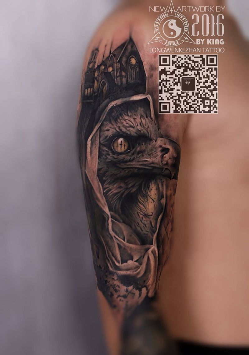 龙纹刻战刺青出品纹身图片_成品手臂欧美纹身图案