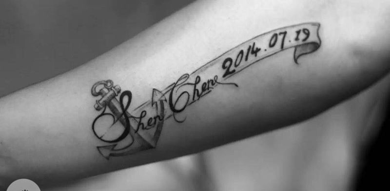 ⚓️➕字母设计纹身图片_字符清新手臂纹身图案