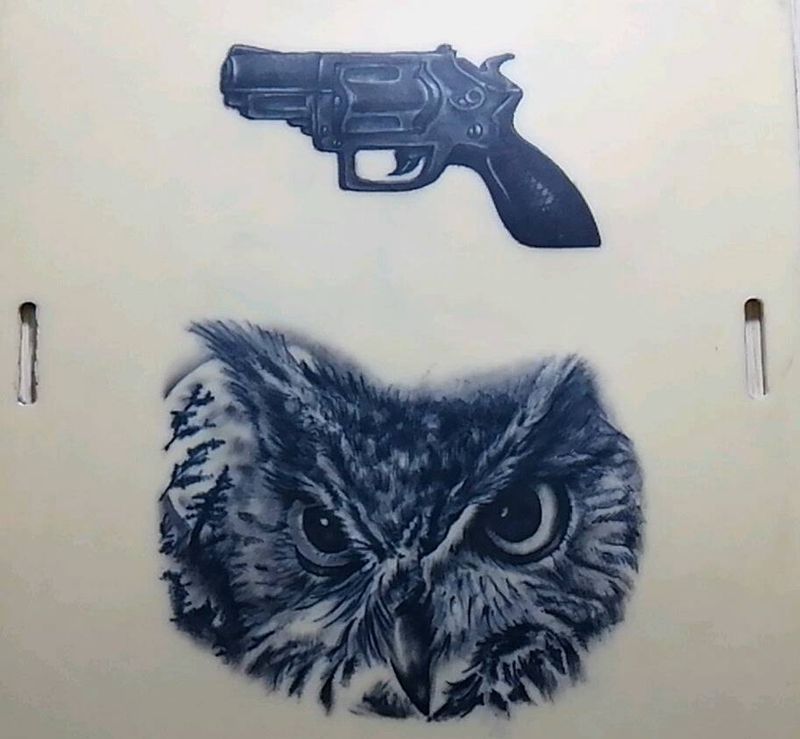 练习小作纹身图片_胸部欧美动物手稿纹身图案