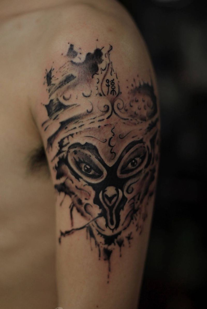 京剧猴纹身图片_成品手臂清新纹身图案