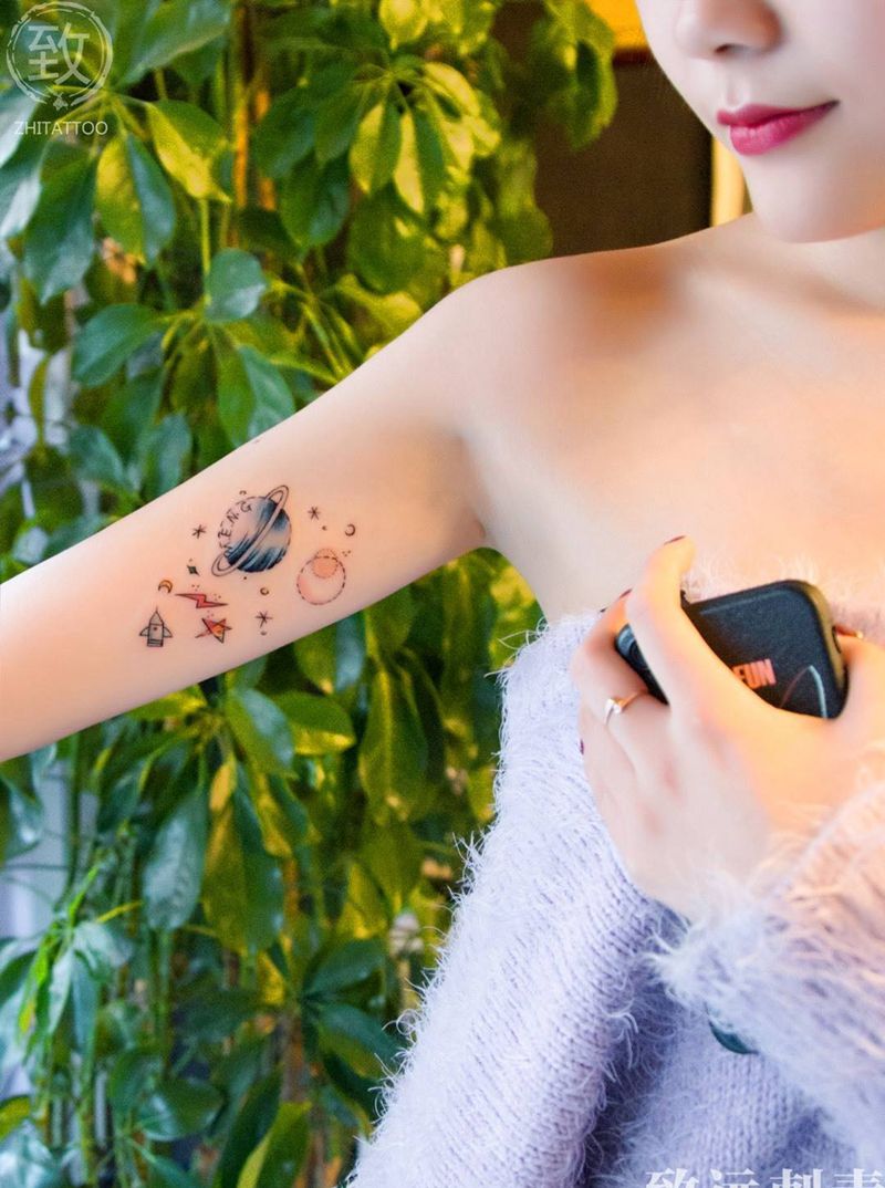 致远刺青出品纹身图片_成品手臂原创几何纹身图案