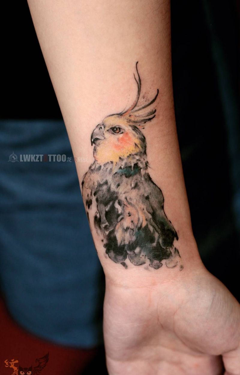 大胖鸟纹身图片_成品手臂国画动物原创纹身图案