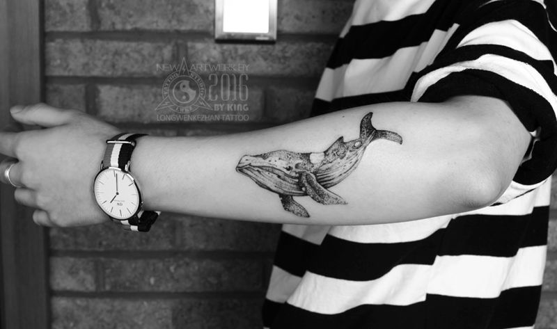 龙纹刻战刺青工作室出品纹身图片_成品手臂原创动物欧美纹身图案