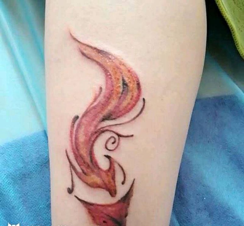 小清新纹身图片_腿部清新动物成品纹身图案