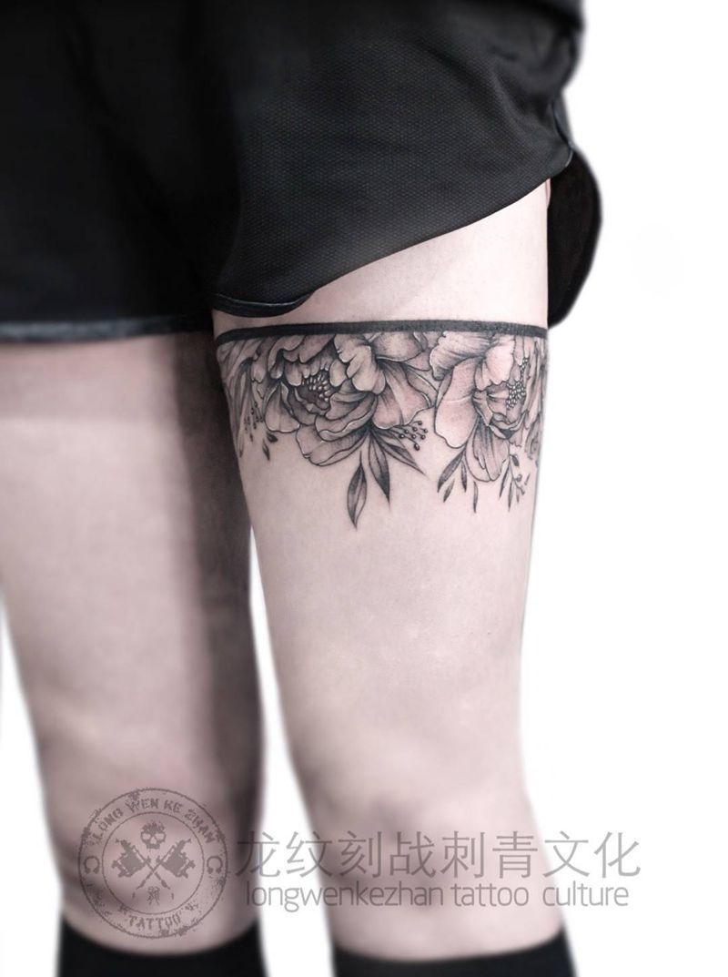 腿环/小清新花纹身图片