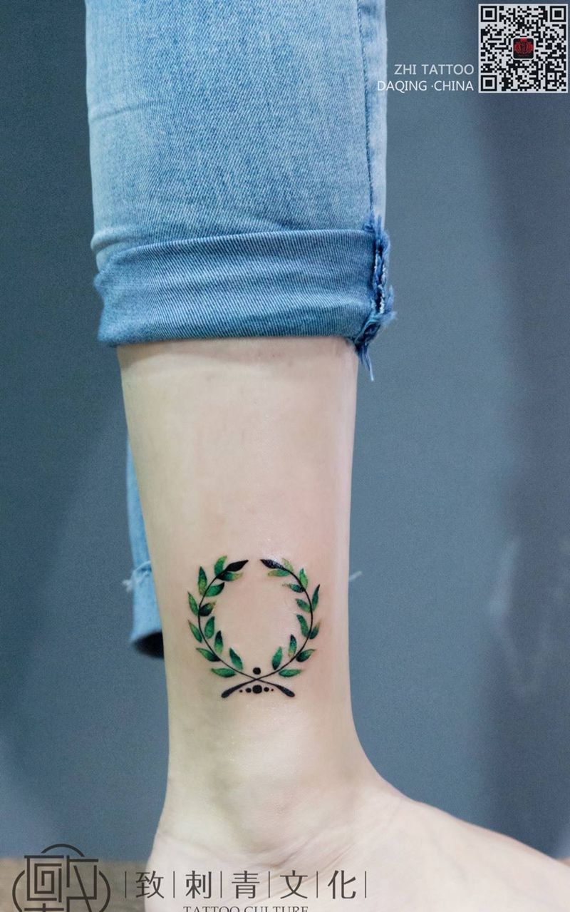 小清新树叶纹身图片