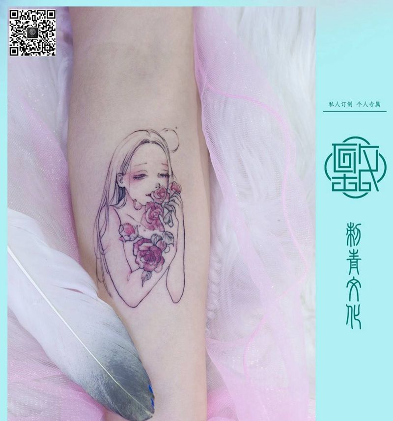 致tattoo北鳴纹身图片_手臂水彩水墨纹身图案