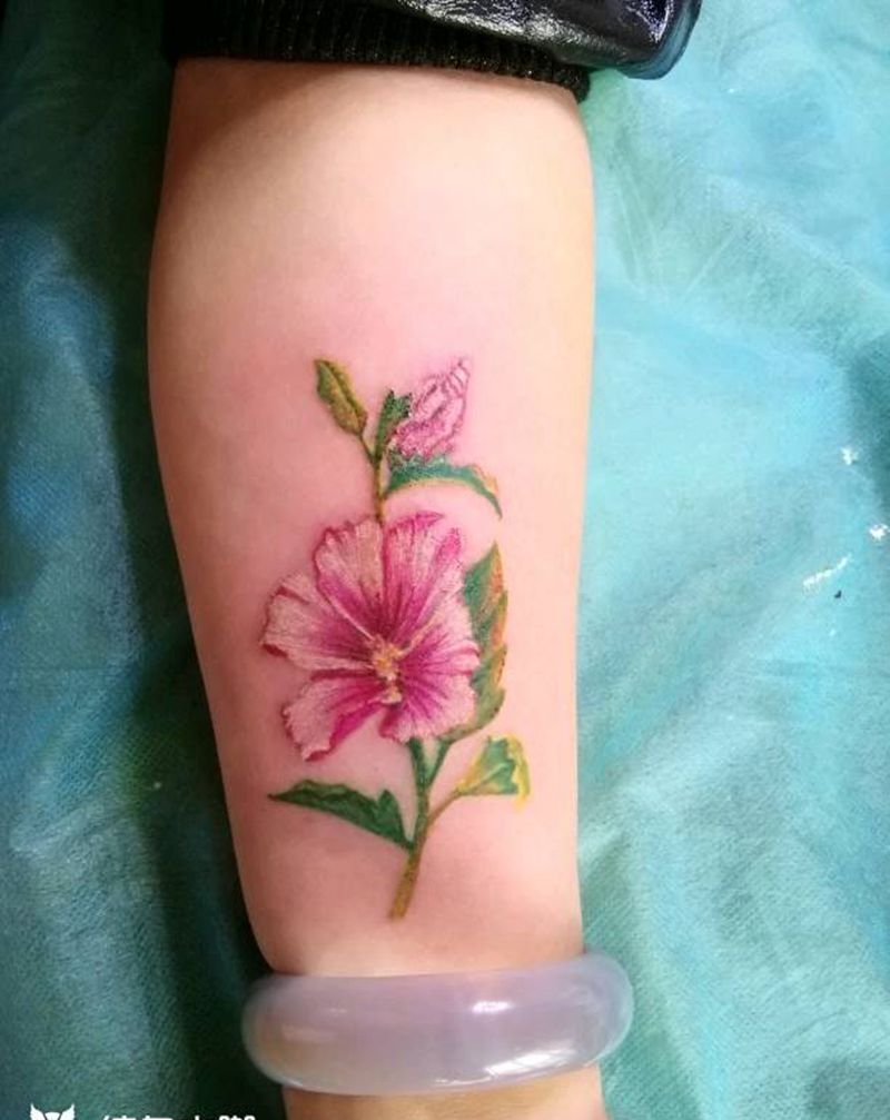 小花一枚纹身图片_手臂欧美清新字符植物成品纹身图案