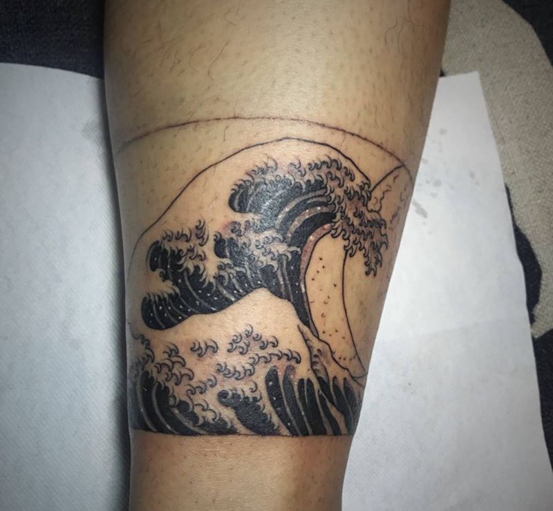 全程圆五一根站（未完）纹身图片_传统静物纹身图案