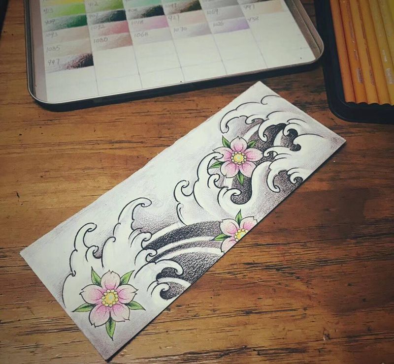 书签纹身图片_手稿传统原创纹身图案