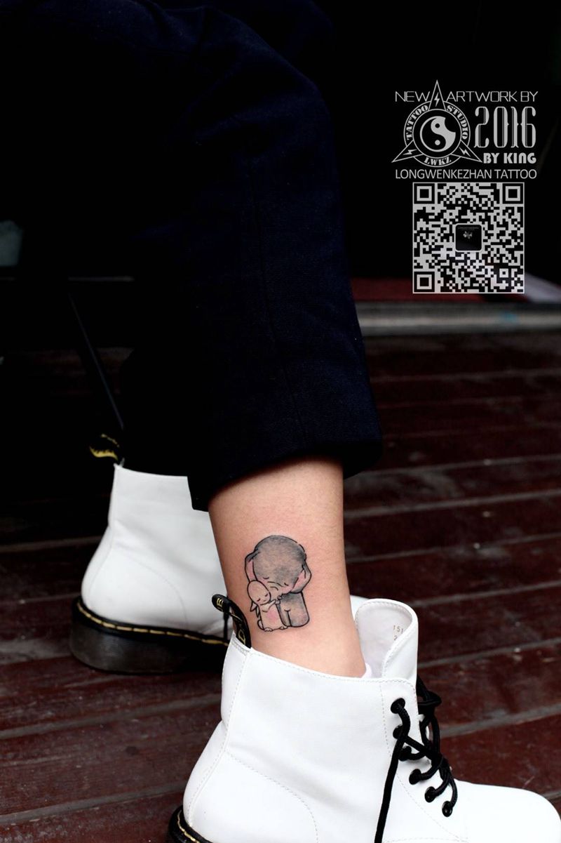 龙纹刻战刺青出品纹身图片_成品腿部清新动物原创纹身图案