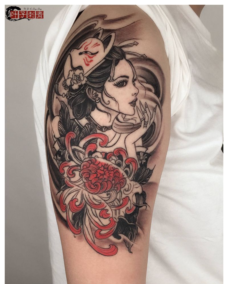 艺伎纹身图片_手臂纹身图案