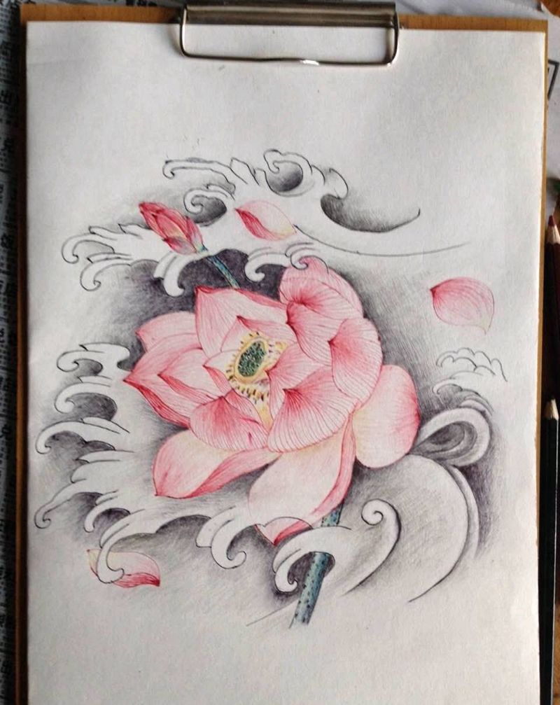 手稿一幅纹身图片_胸部腰部背部传统植物手稿纹身图案