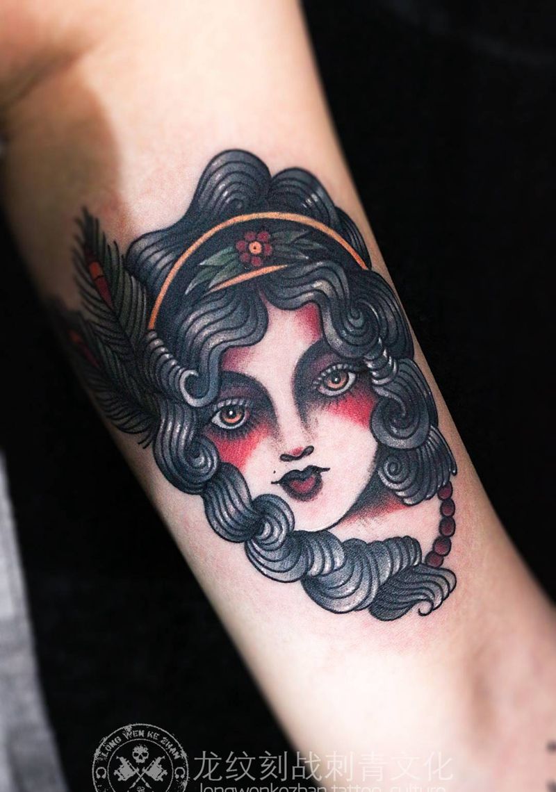 old school纹身图片_成品手臂欧美人物纹身图案