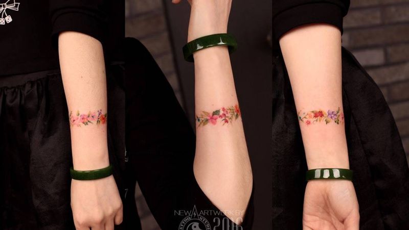 龙纹刻战刺青工作室出品纹身图片_成品手臂清新植物原创纹身图案