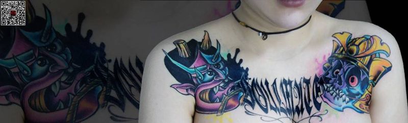 遮盖花胸纹身图片