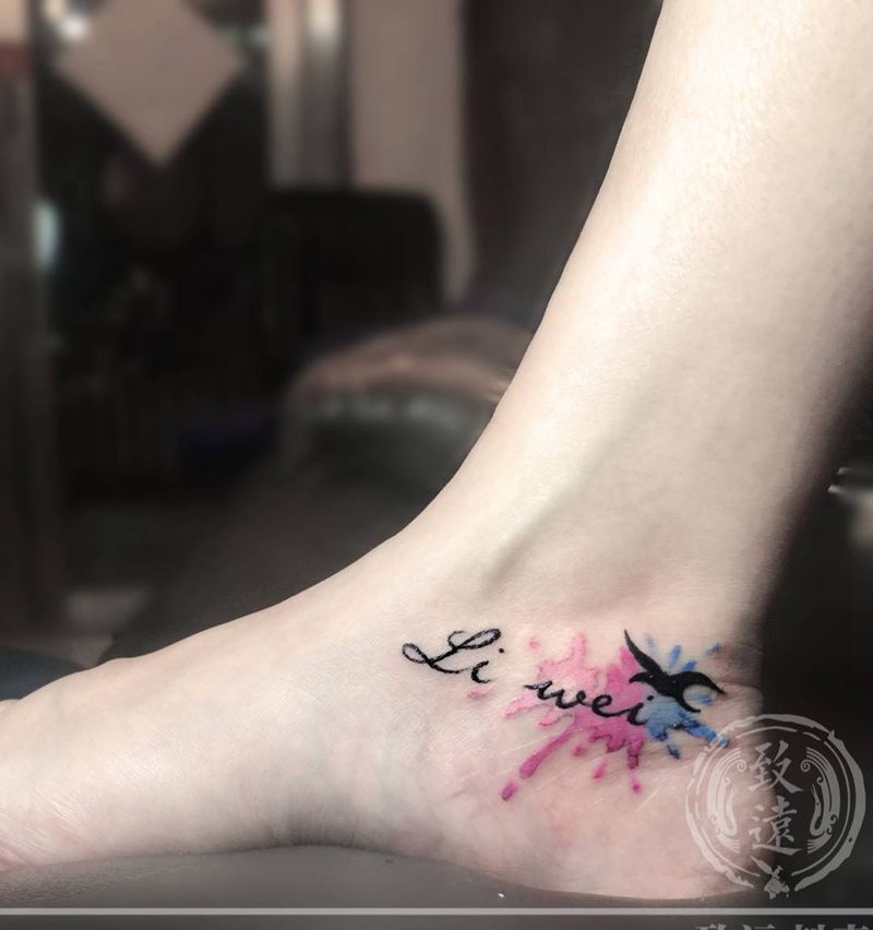 情侣纹身纹身图片_成品脚部清新原创字符图腾情侣纹身图案