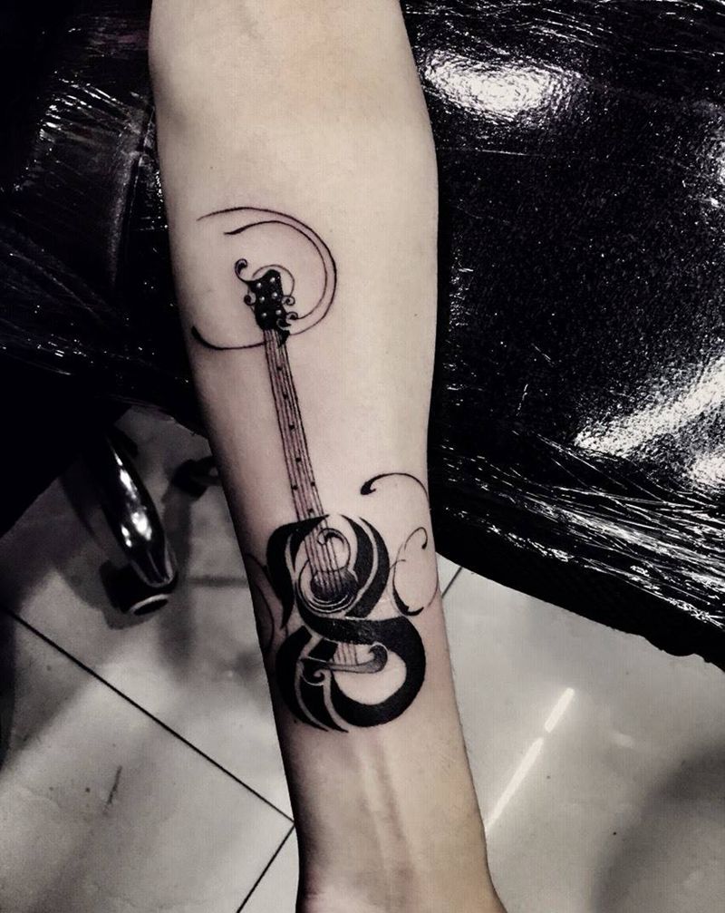 吉他13555577695纹身图片