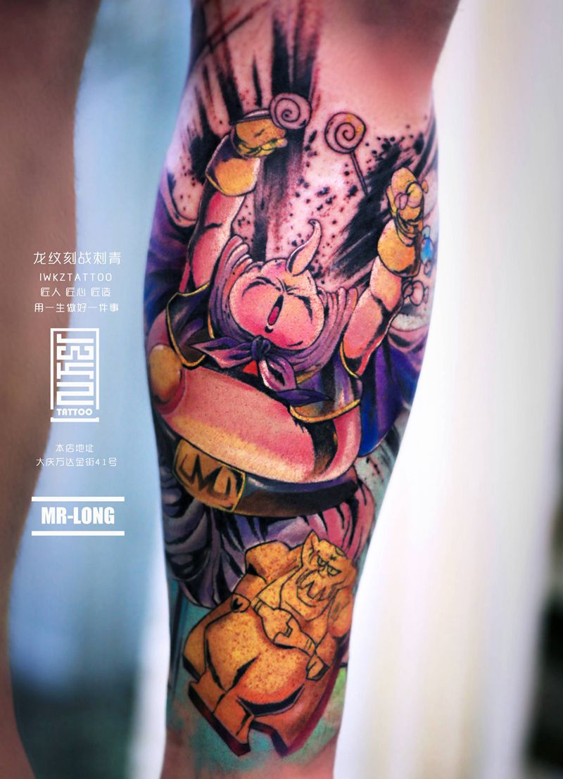 龙纹刻战刺青纹身图片_腿部纹身图案