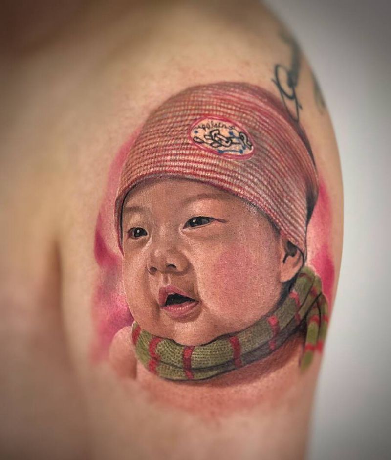 baby纹身图片_手臂欧美写实纹身图案