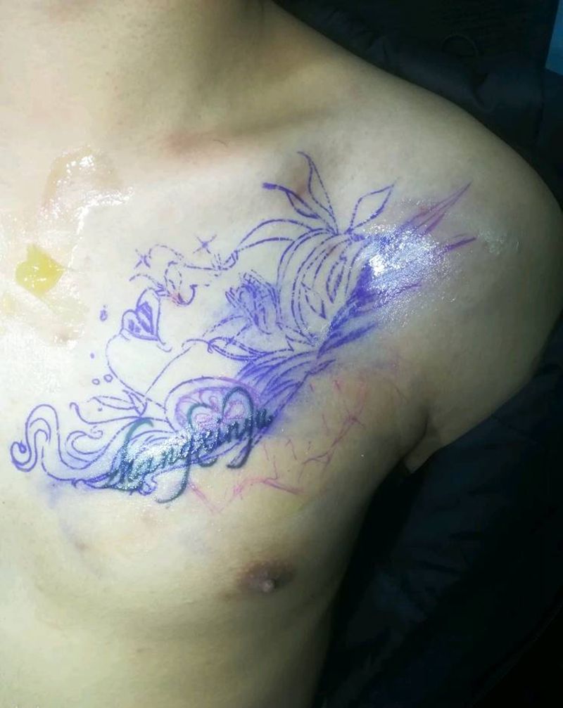 胸部遮盖英文纹身图片