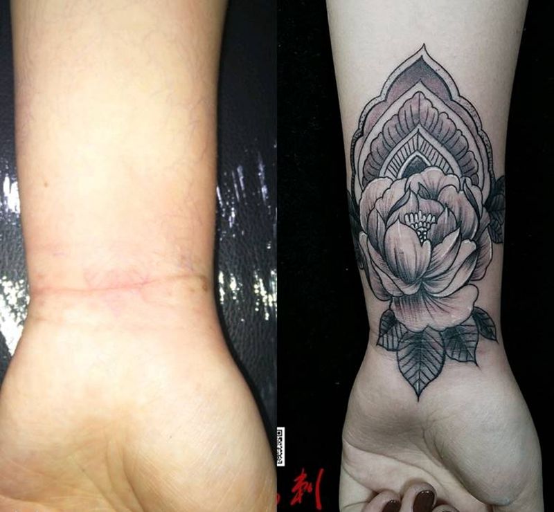 疤痕遮盖纹身图片