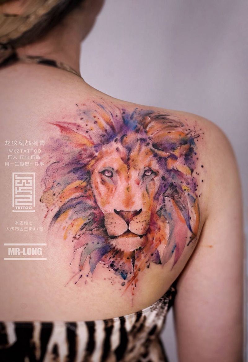 龙纹刻战刺青文化纹身图片_背部水彩纹身图案