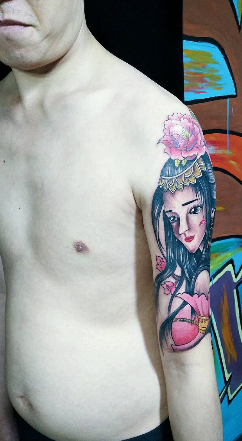 古典美女纹身图片