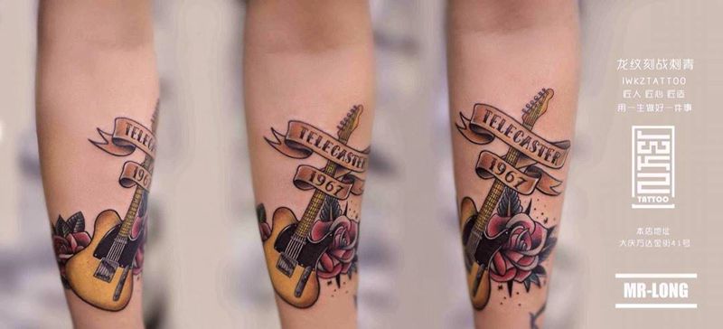 龙纹刻战刺青文化纹身图片_手臂Old School纹身图案