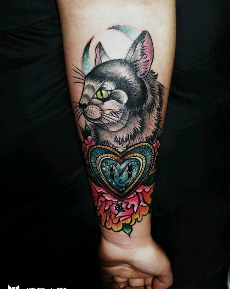欧美小猫咪纹身图片_欧美成品纹身图案