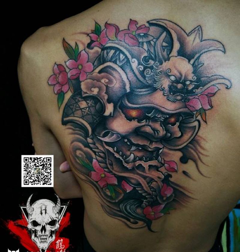 鬼武士纹身图片