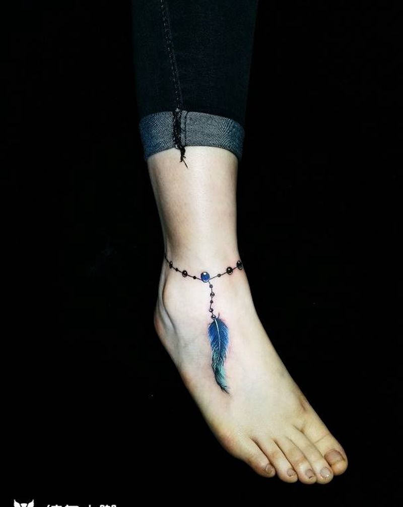 脚链纹身图片